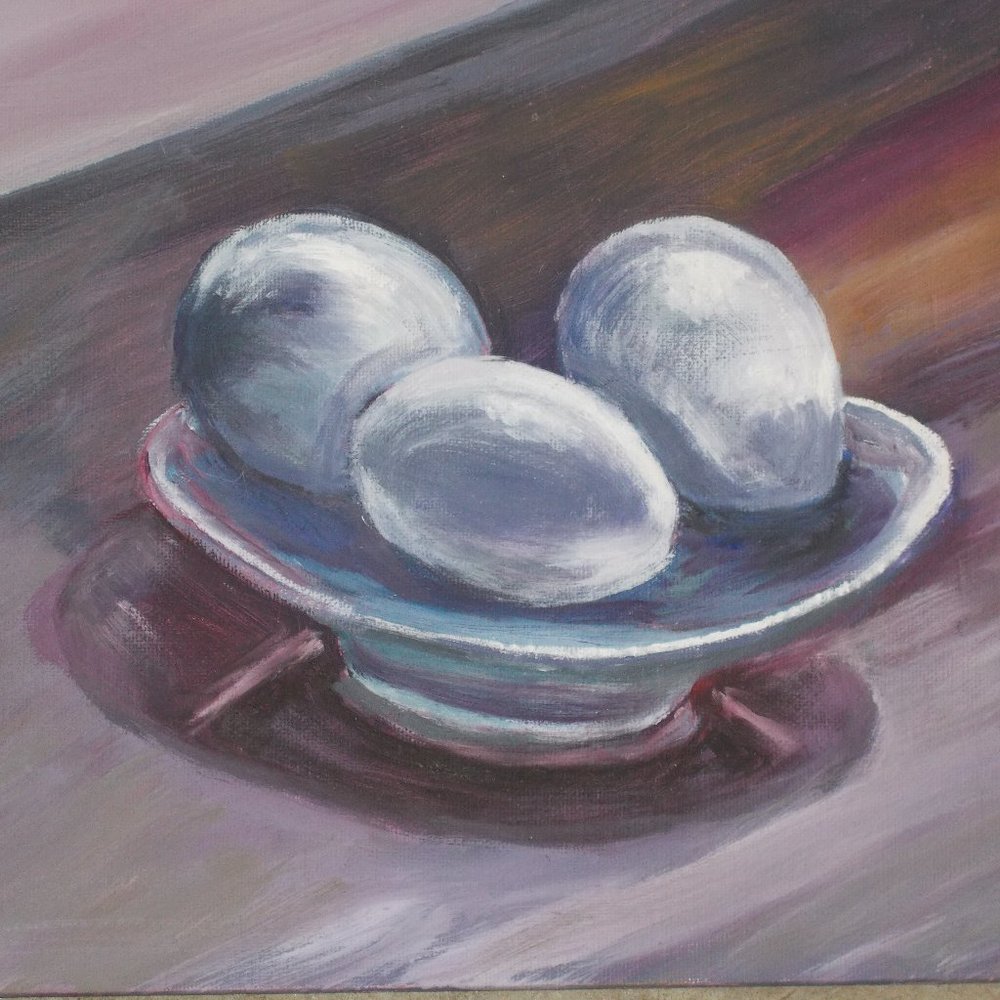 New, "Egg-Cellent" oil painting wall decor 11"x14"